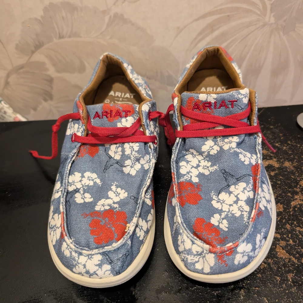 Ariat Blue and Red Floral Sneakers